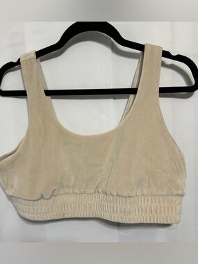 Peloton Cream Velour Lounge Bra Smocked Bottom Cozy Girl Athleisure Bralette S